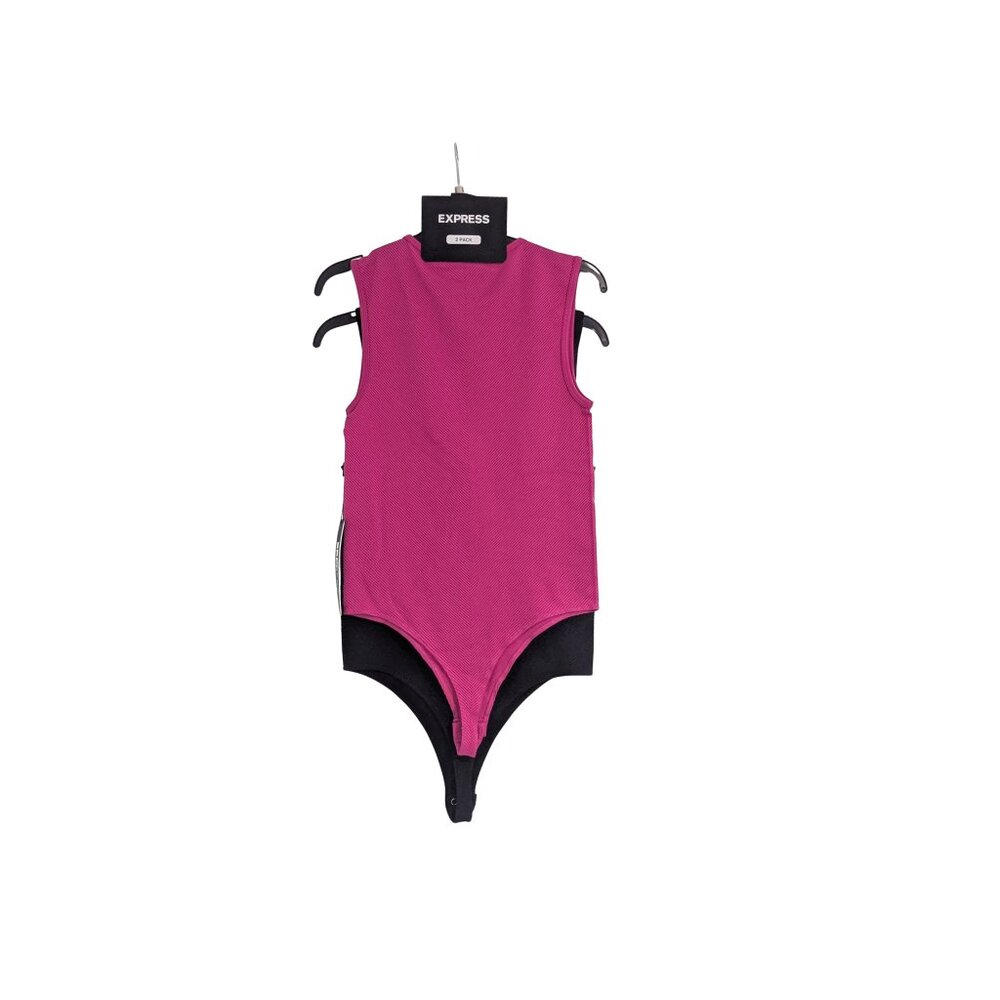 Express Bodysuit 2-Pack Size S Black Pink Seamless Ribbed NWT - Picture 3 of 6